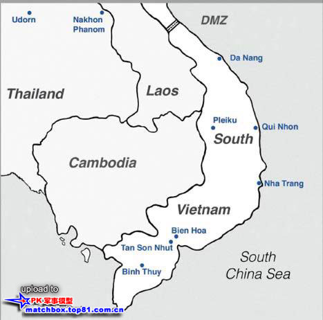 空军A-1天袭者在东南亚驻扎地的位置
