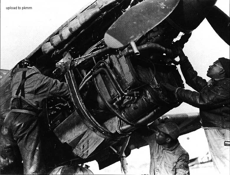 修理P-40L的灰背隼发动机