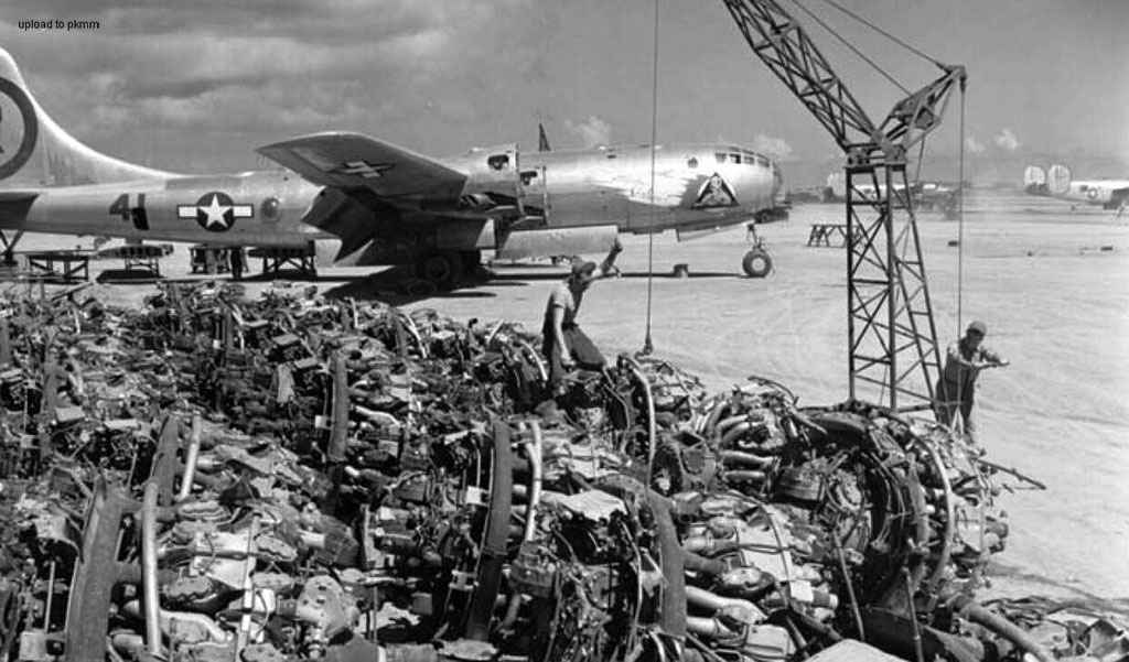 B-29的起飞线的最尽头就是一排R-3350发动机
